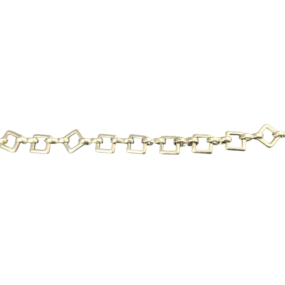 Silver Tone Geometric Square Diamond Link Bracelet Dual Lobster Clasp 6.5 Inch - Picture 3 of 3